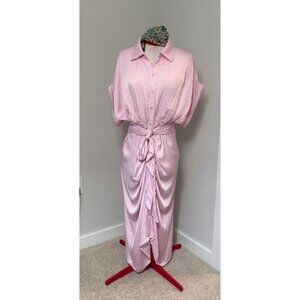 Steve Madden Tori Tie Front Shirt Dress MSRP $99 Light Lilac Satin Sz 12 NWT